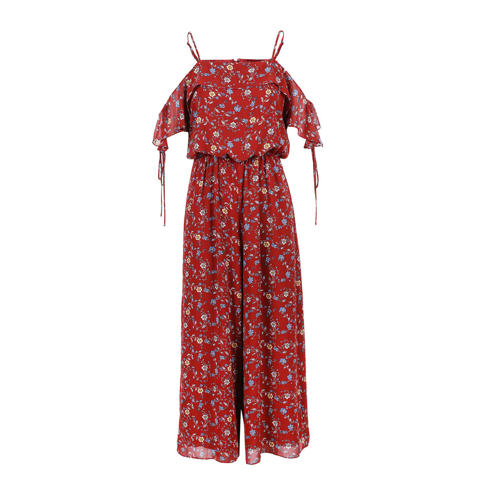 Dongfan-Chiffon Red Women Jumpsuit | Womens Floral Jumpsuit Company-1