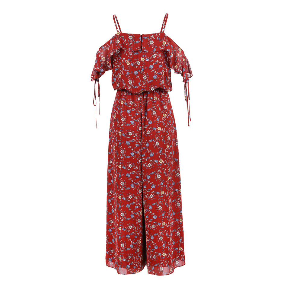 Dongfan-Chiffon Red Women Jumpsuit | Womens Floral Jumpsuit Company-2