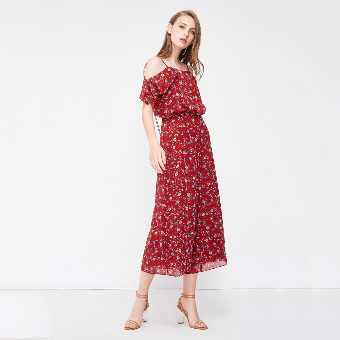 Dongfan-Chiffon Red Women Jumpsuit | Womens Floral Jumpsuit Company-4