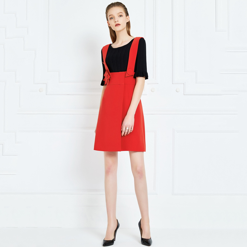 Dongfan-Wholesale Cotton Skirts For Women Factory - Red Suspender Skirt